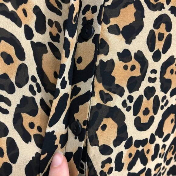 H&M  cheetah leopard print sheer button down blouse size 4 loose fit - Picture 10 of 14